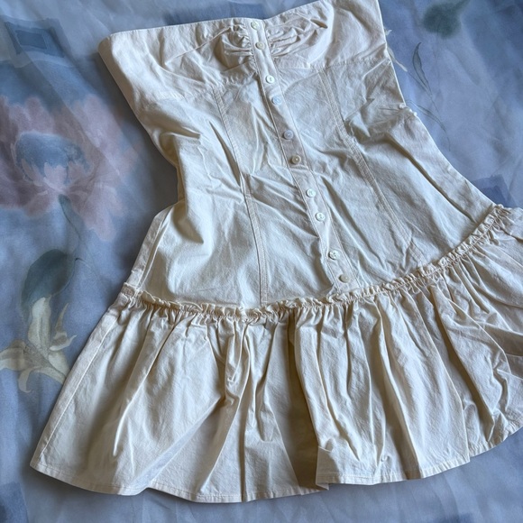 MYMUMMADEIT BUTTON MINI DRESS - BONE - Picture 7 of 16